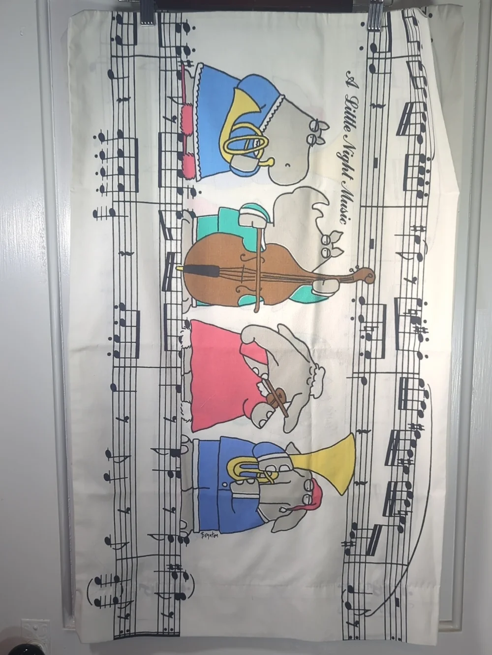 Vintage Sandra Boynton for Martex Musical Theme Standard Set Pillow Cases (2)